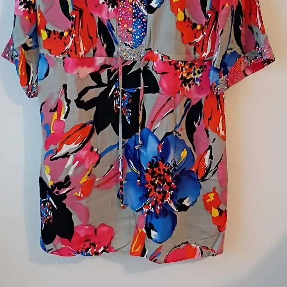 St. John Blue and Red Floral Dress - Picture 4 of 7